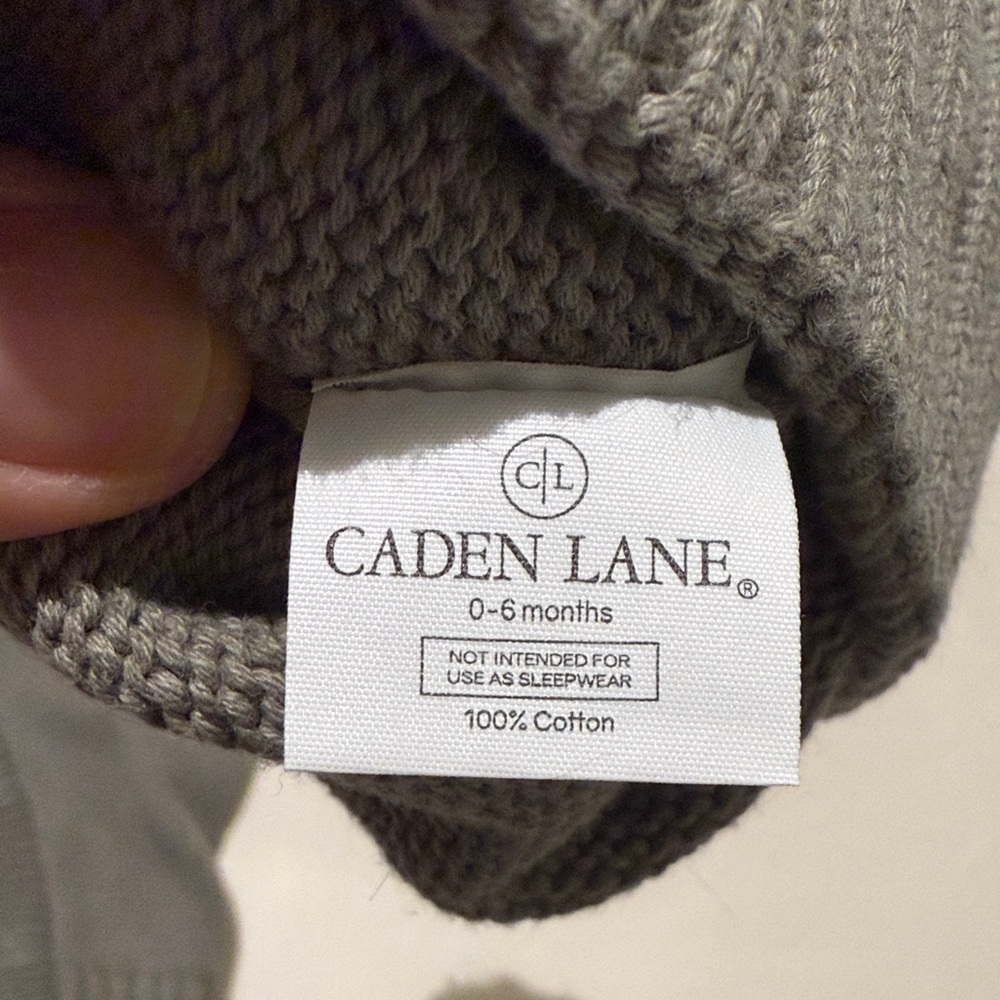 Caden Lane Grey Knit Footie Set with Pom Hat and Mittens - Picture 2 of 2